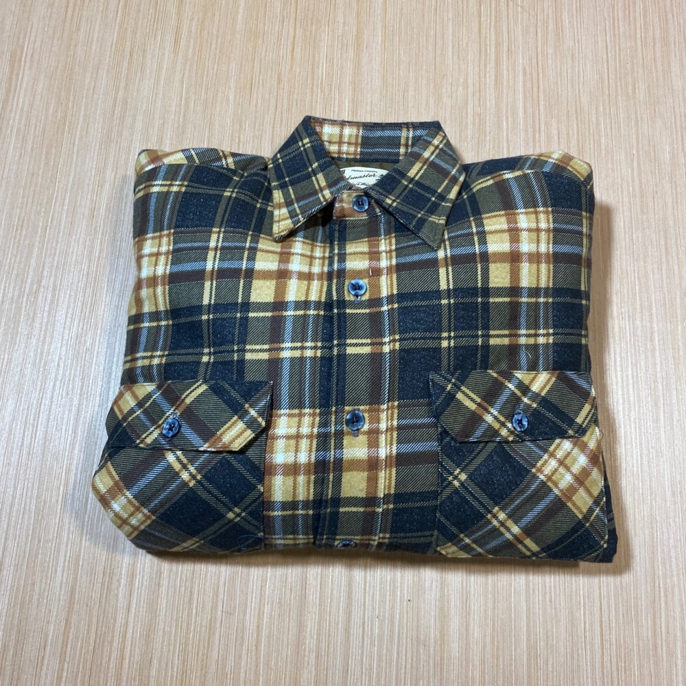 Vintage Sears Fieldmaster Quilted Flannel Plaid Shirt Jacket Mens Medium Brown